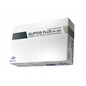 GLIPTUS PLUS 50 / 850 MG ( VILDAGLIPTIN / METFORMIN ) 30 FILM-COATED TABLETS